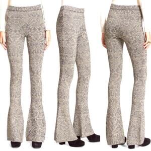FREE PEOPLE Black Tea Combo Metallic Jacquard Printed Flare Pant size small